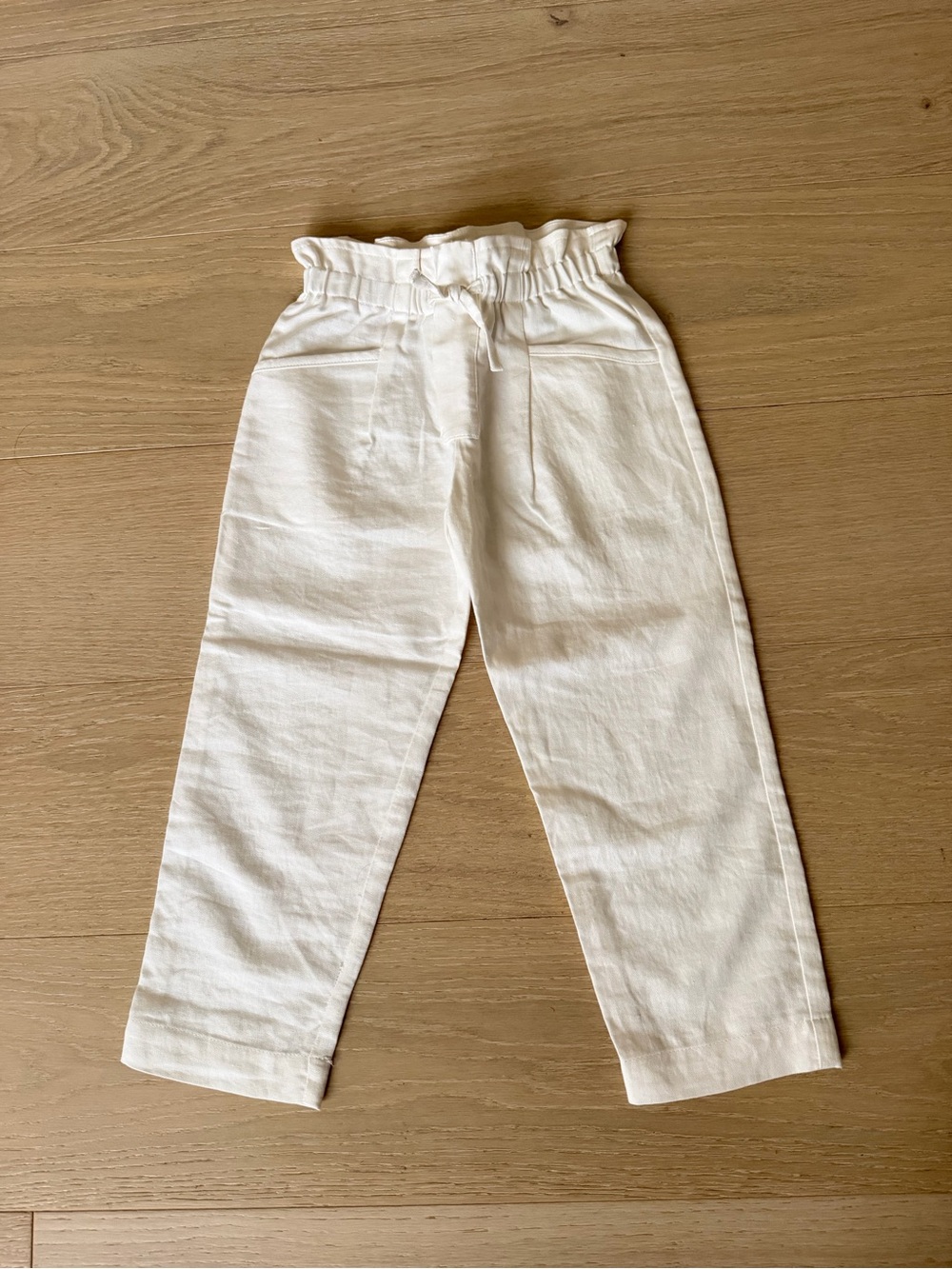 Zara Kids / linen summer pants  / paper bag waist / white / girls size 7